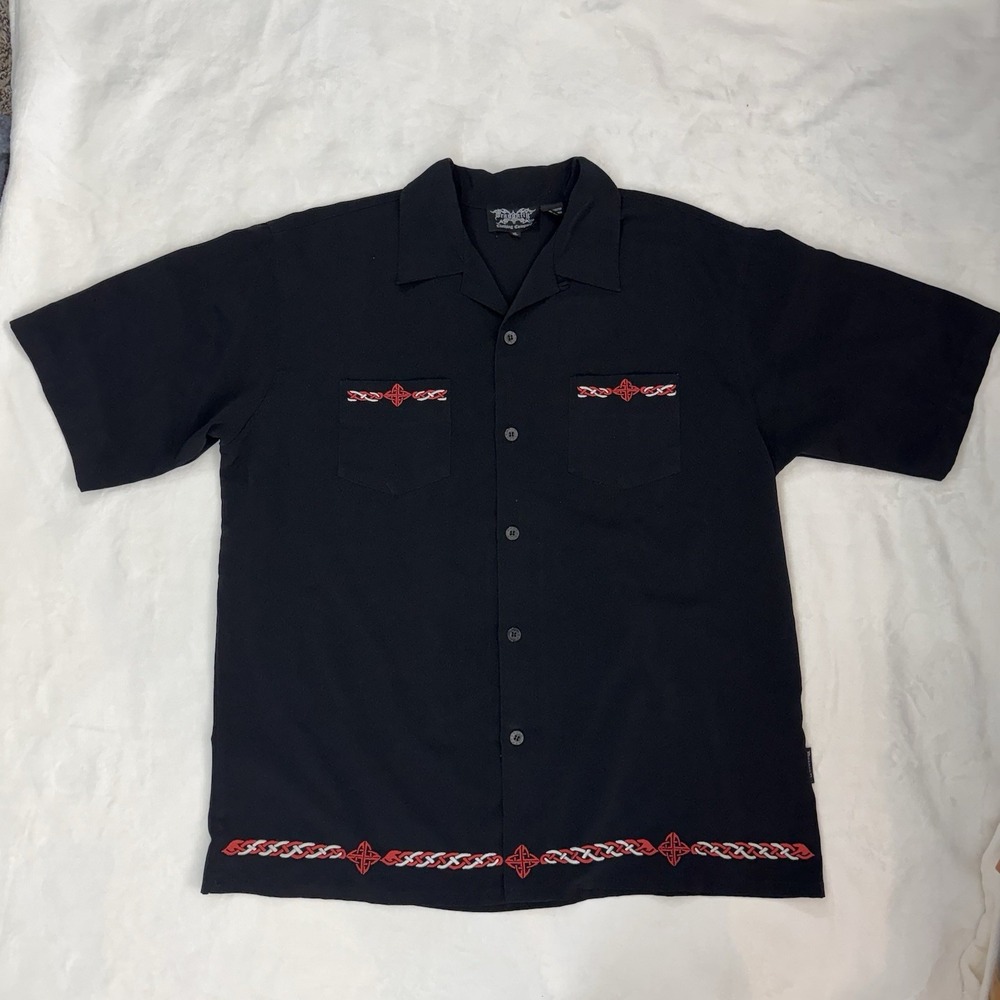 Vintage Dragonfly Roadhouse Shirt Men XL Y2K‎ Spades Biker Bowling Rockabilly